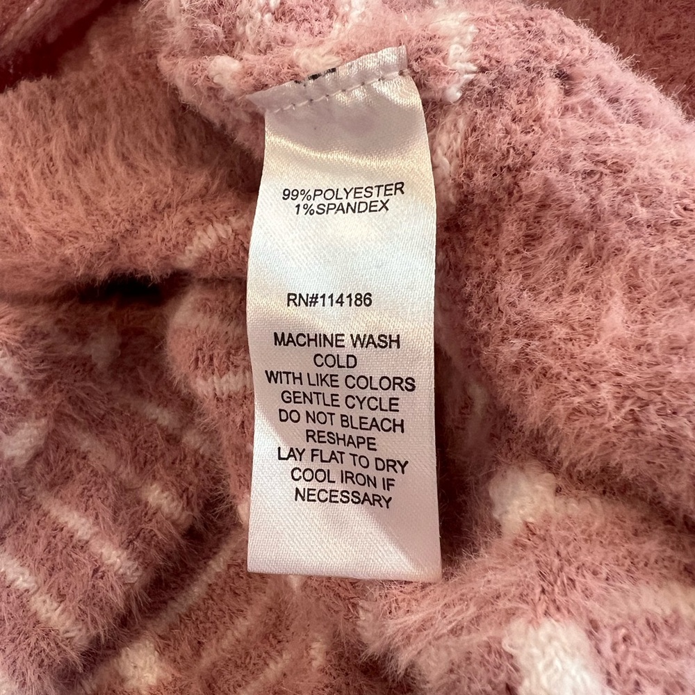 89th & Madison Statement Sleeve Geometric Mauve Pink White Sweater Large - Picture 13 of 14